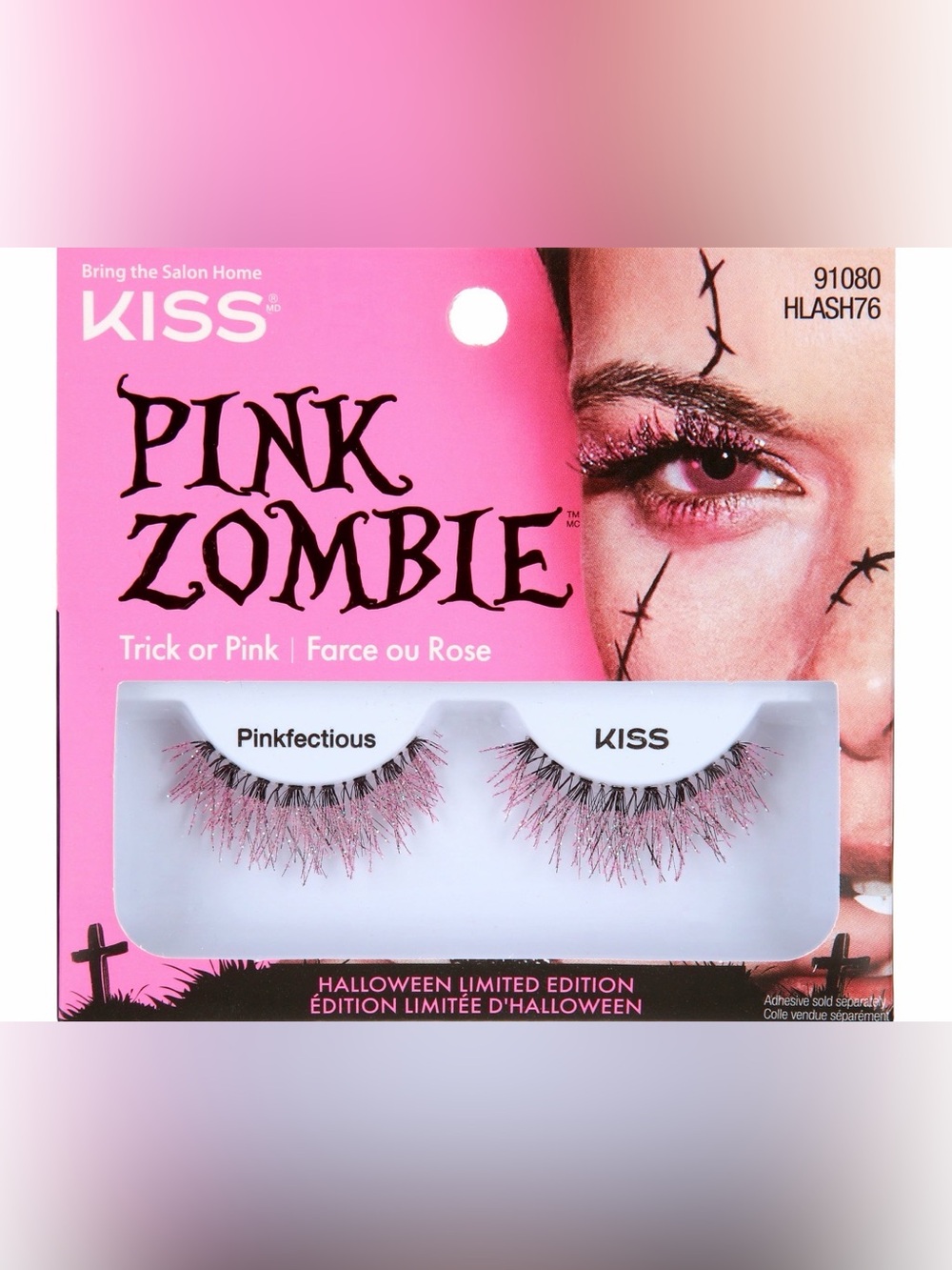 Kiss Pink Zombie Pinkfectious False Eyelashes - Black and Pink